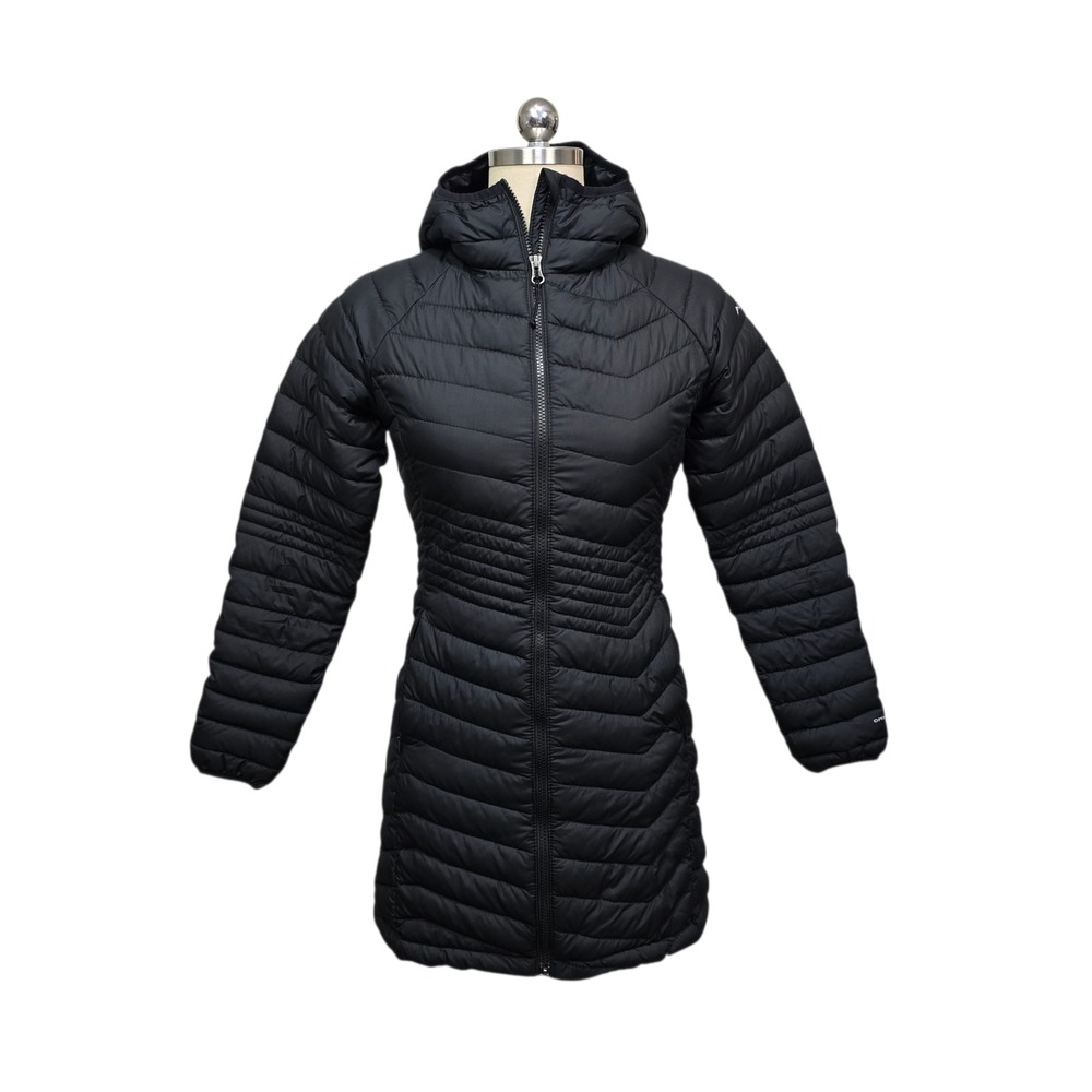 Columbia Womens Black Omni-Heat Hooded Long Puffer Jacket Parka XS - Picture 1 of 8